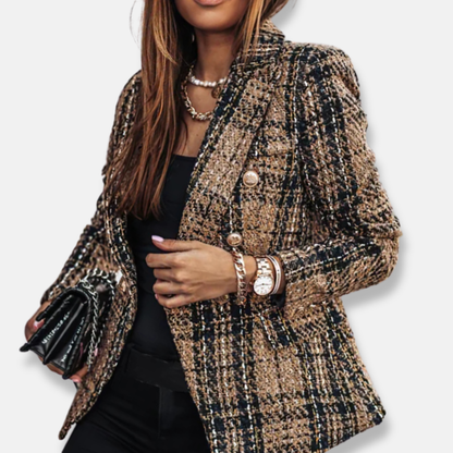 Classic Plaid Two Button Women's Blazer