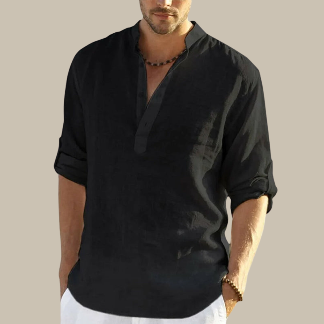 Men's Casual Summer V-Neck Cotton Shirt