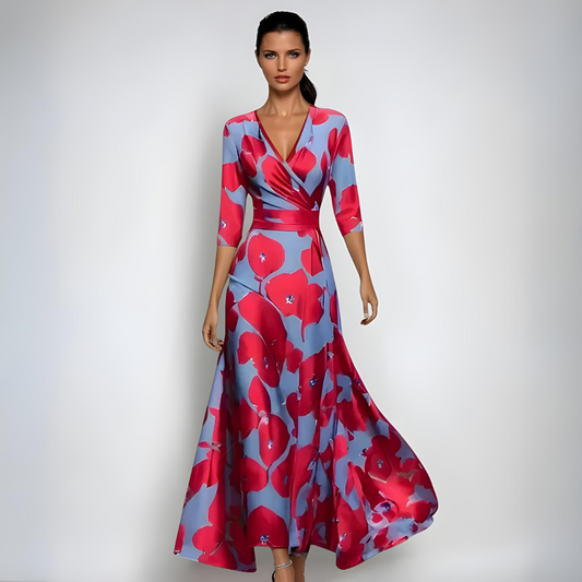 Elegant Women's Flower Pattern Dress - OutfitLondon