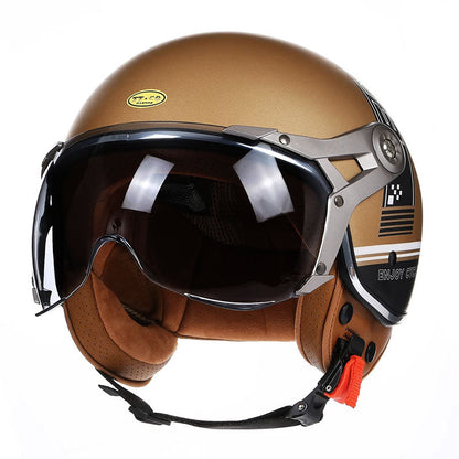 Vintage Style Bike Helmet With Clear Visor - OutfitLondon