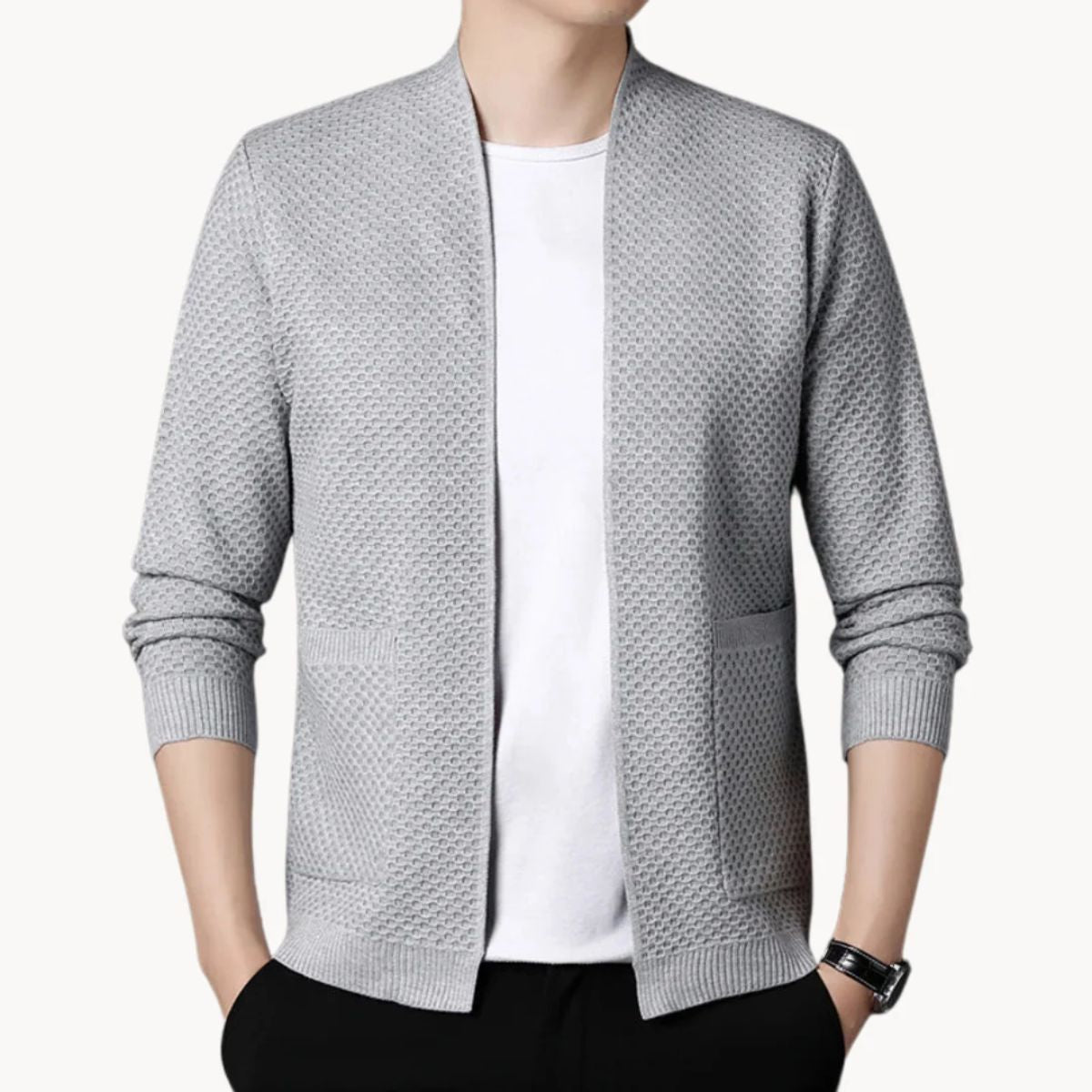 Relaxed Fit Men's Open Front Cardigan Sweater