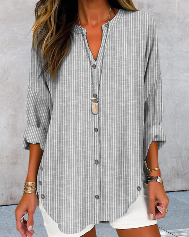 Relaxed Fit Women's Long Sleeve Casual Button Down Shirt