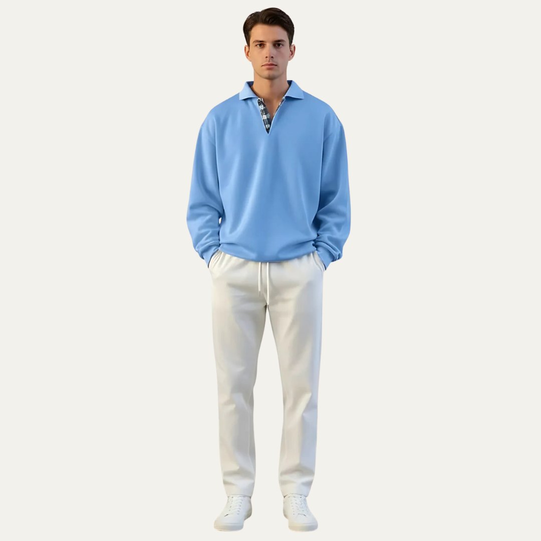 Casual Fit Long Sleeve Polo Shirt - OutfitLondon