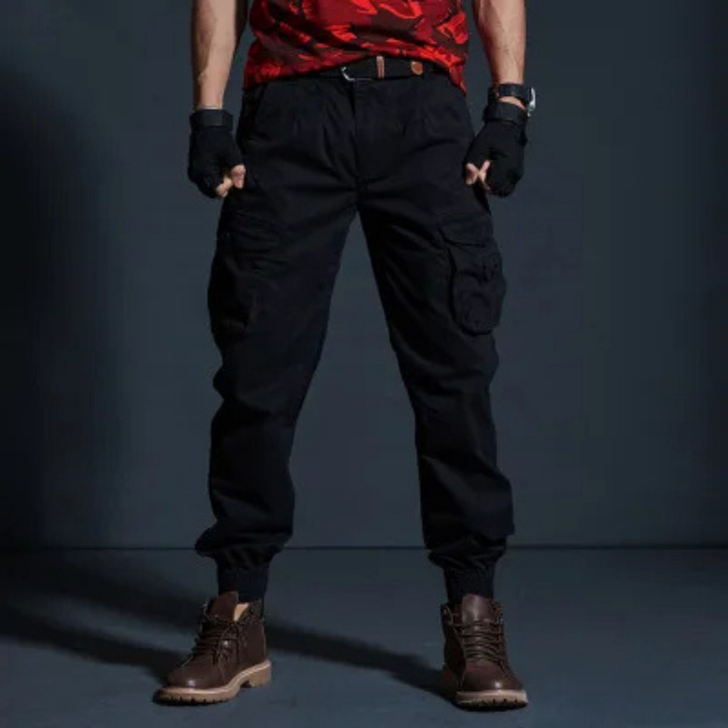 Comfortable Fit Cargo Pants with Elastic Waist