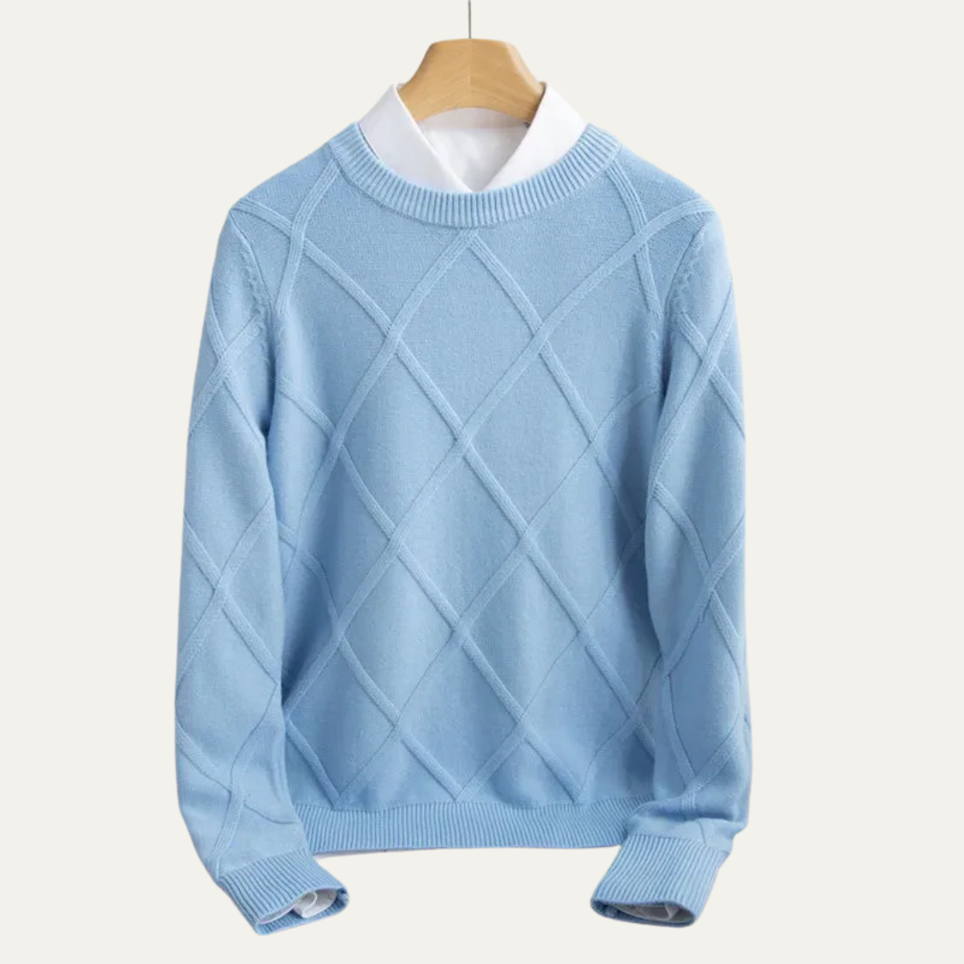 Classic Patterned Crew Neck Knit Sweater