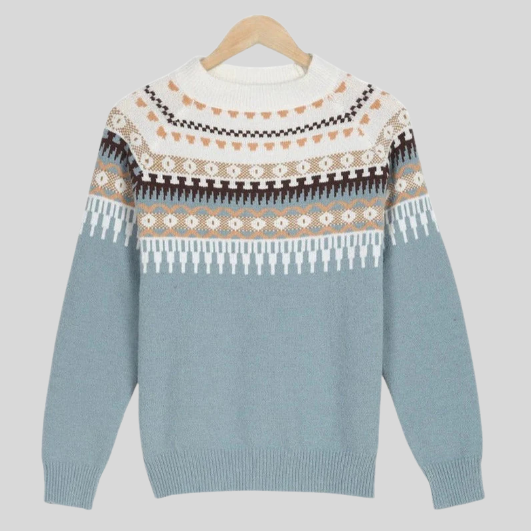 Colorful Knit Crew Neck Sweater