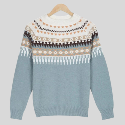 Colorful Knit Crew Neck Sweater