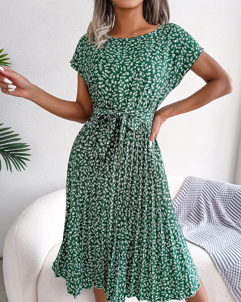 Casual Summer Dress for Women with Belted Waist - OutfitLondon