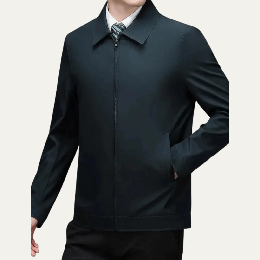 Men's Fit Zip Up Leather Jacket - OutfitLondon