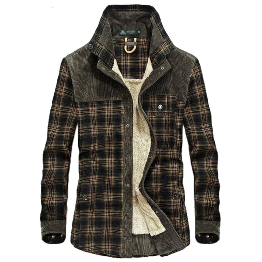 Warm Insulated Plaid Coat for Men