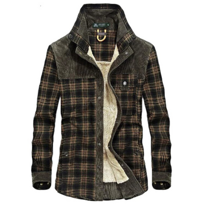 Warm Insulated Plaid Coat for Men