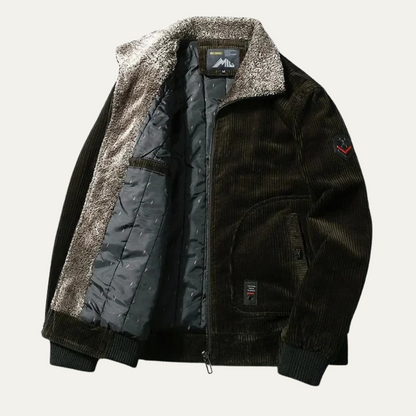 Warm Fur Lined Mens Corduroy Coat