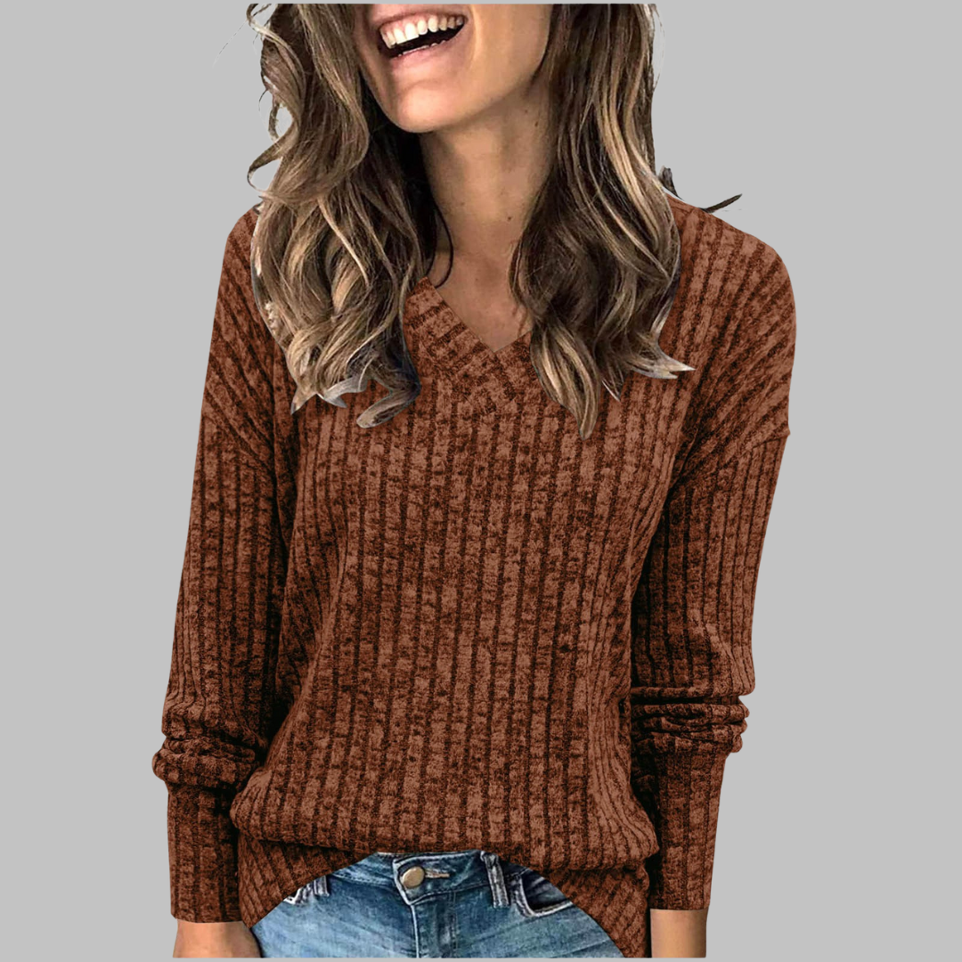 Soft Relaxed Fit V-Neck Long Sleeve Shirt