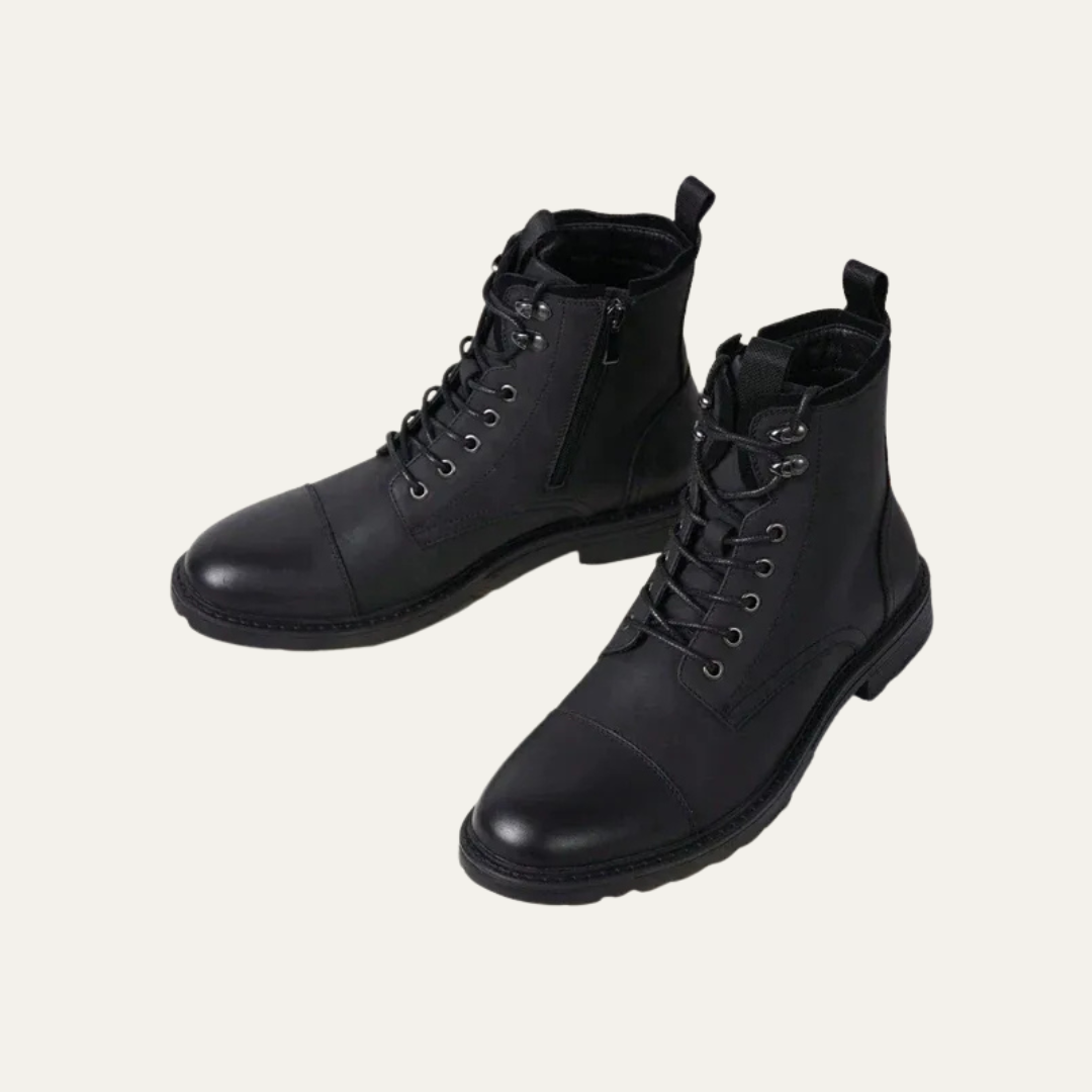 Tough Leather Lace Up Military Ankle Boots - OutfitLondon
