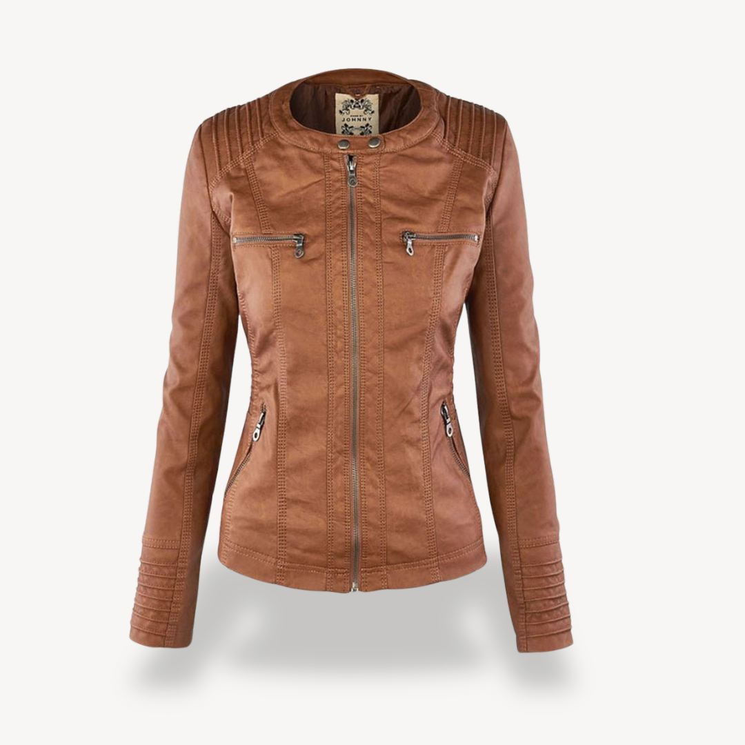 Ladies' Rainproof Faux Leather Parka Coat