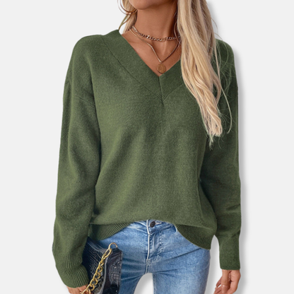 Cozy V Neck Long Sleeve Sweater