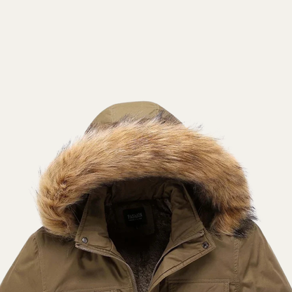 Warm Men's Faux Fur Lined Parka Jacket Coat