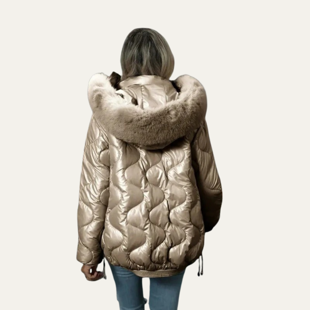 Shiny Insulated Puffer Coat for Women