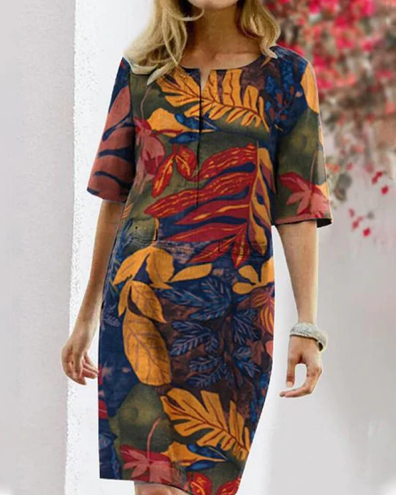 Comfy Floral Summer Dress for Ladies with Short Sleeves