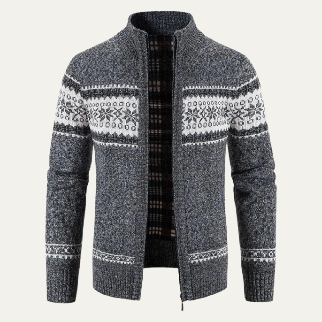 Men's Crew Neck Zip Up Sweater Cardigan