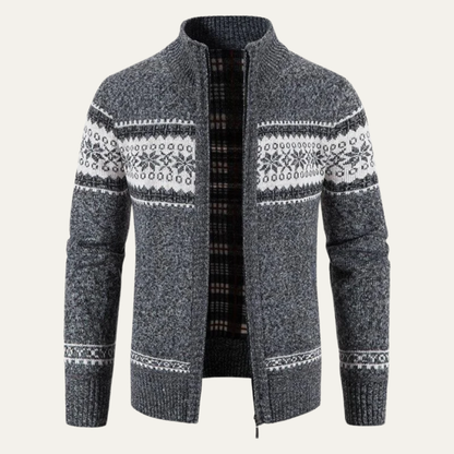Men's Crew Neck Zip Up Sweater Cardigan