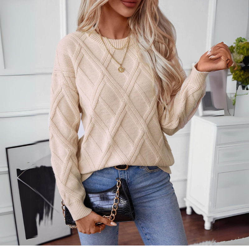 Women's Diamond Knit Sweater - OutfitLondon