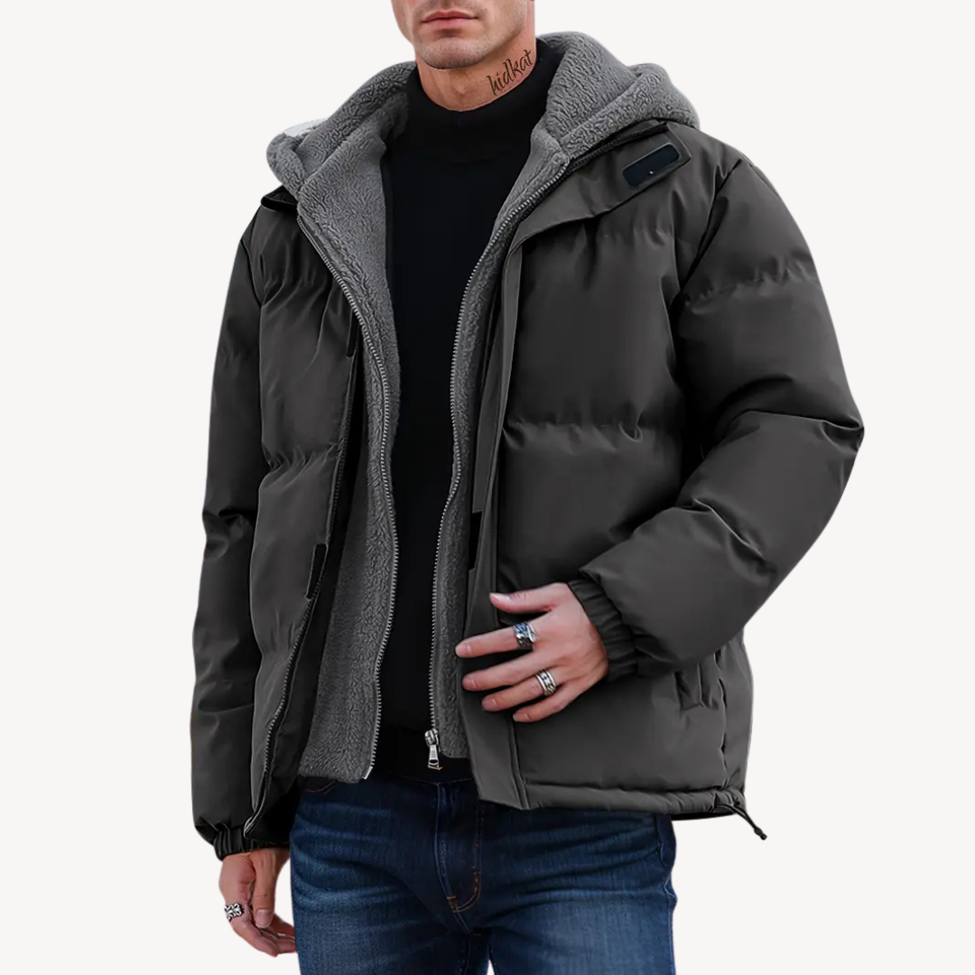 Warm Fleece Lined Puffer Coat for Men - OutfitLondon