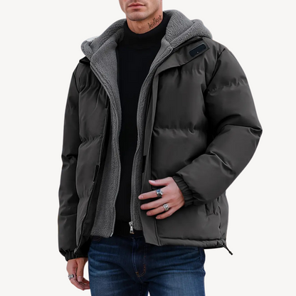 Warm Fleece Lined Puffer Coat for Men - OutfitLondon