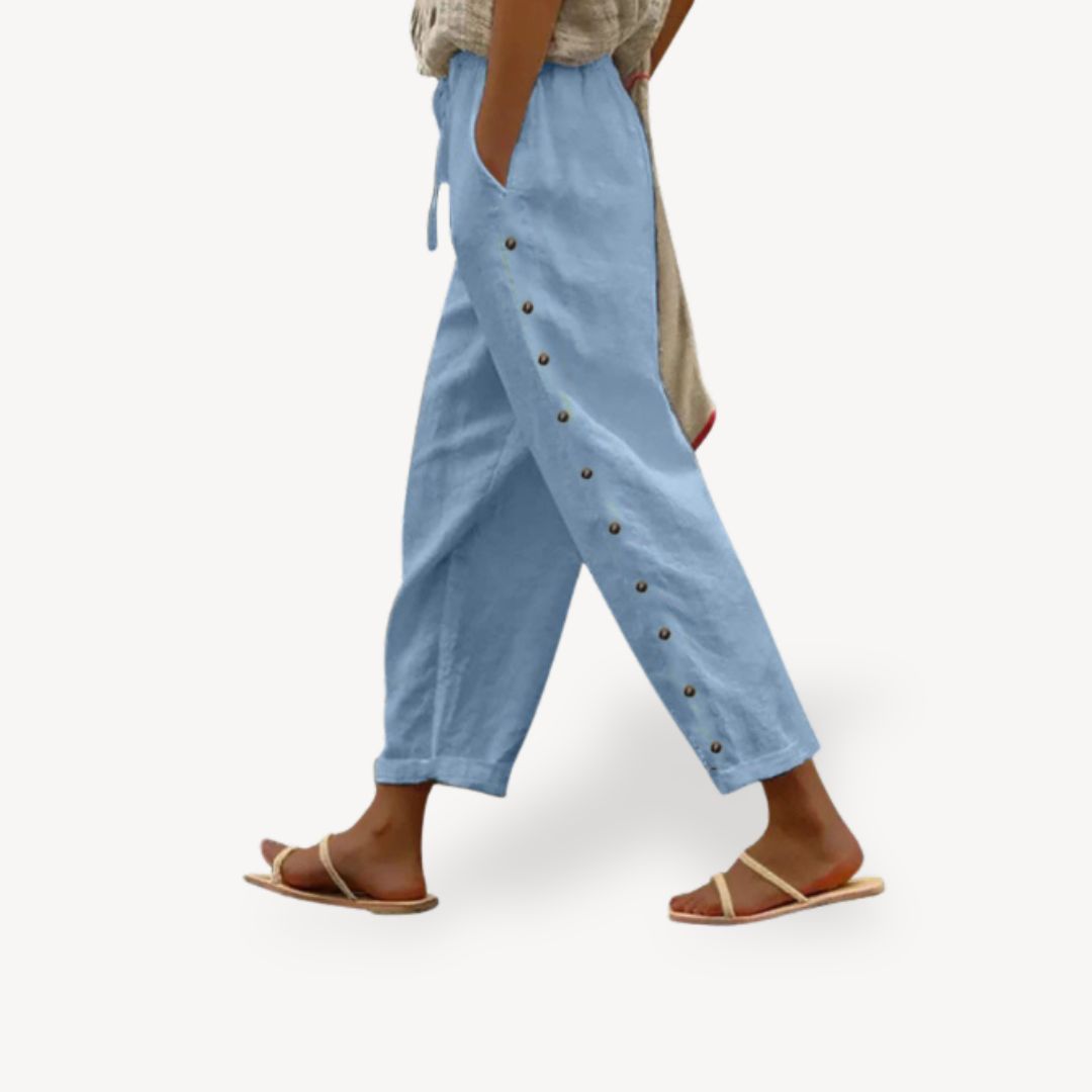 Relaxed Fit Ladies Button Trousers