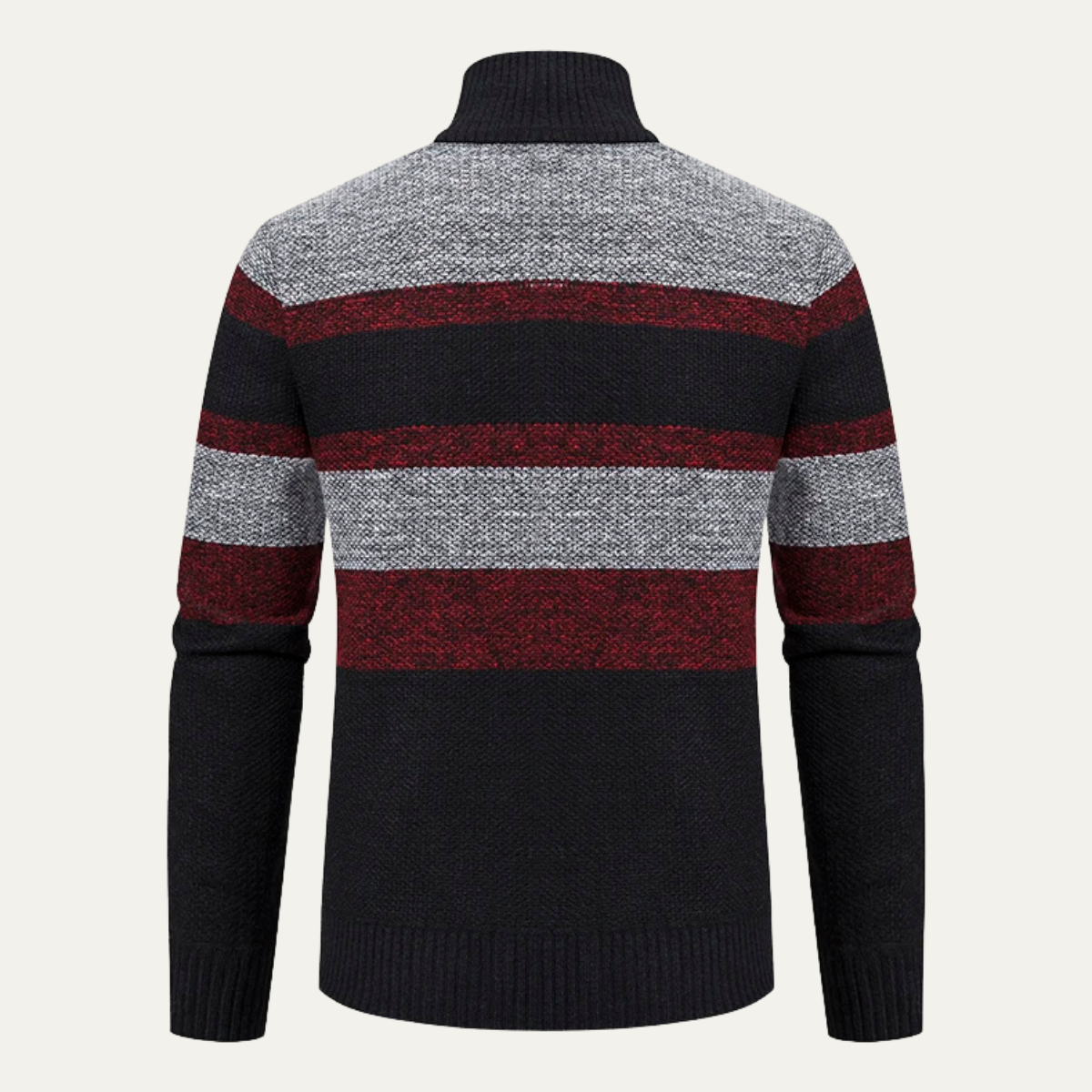 Warm Men's Striped Zip Up Cardigan Sweater