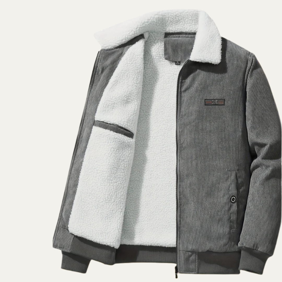 Warm Shearling Lined Men's Zip Up Jacket