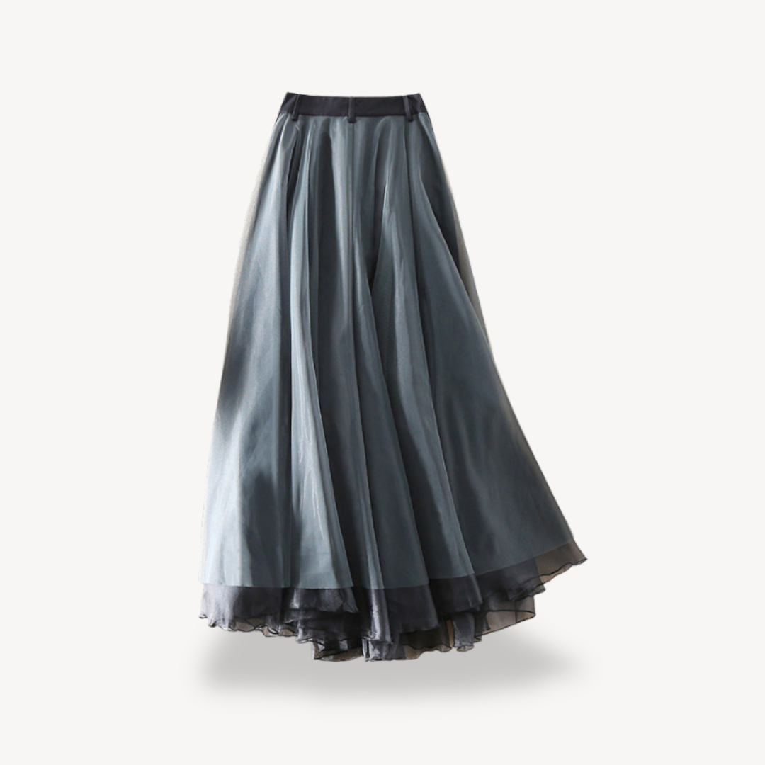 Flowy Black Long Skirt for Women Chiffon