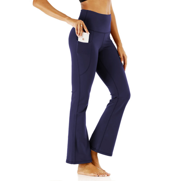 Relaxed Fit High Waist Flare Leg Pants