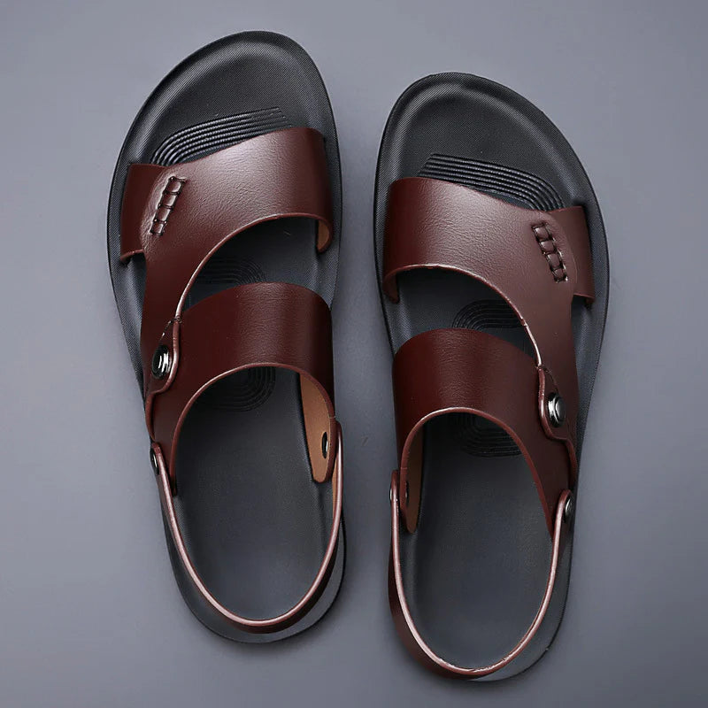 Men Cushioned Leather Sandals