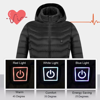 Heated Jacket for Women and Men with Battery Pack 5V Heated Coat Detachable Hood - 9 Heated Zones