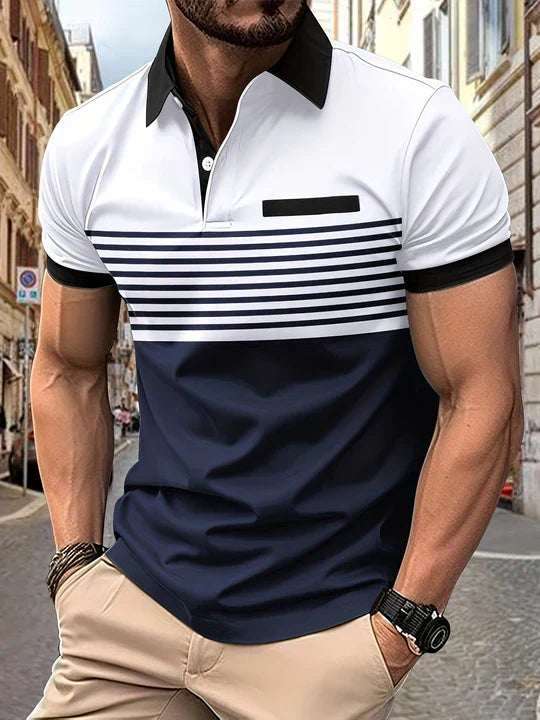 Classic Stripe Short Sleeve Polo Shirt