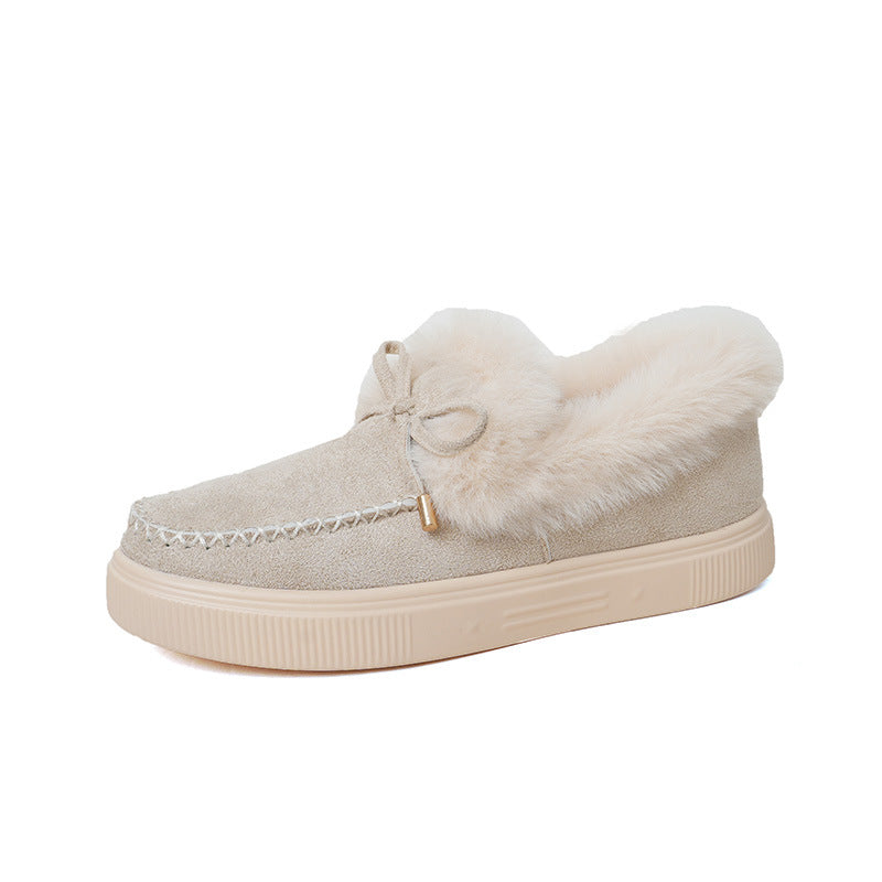 Suede Warm Flat Slip on Snow Boots Faux Fur Lined Loafer Shoes