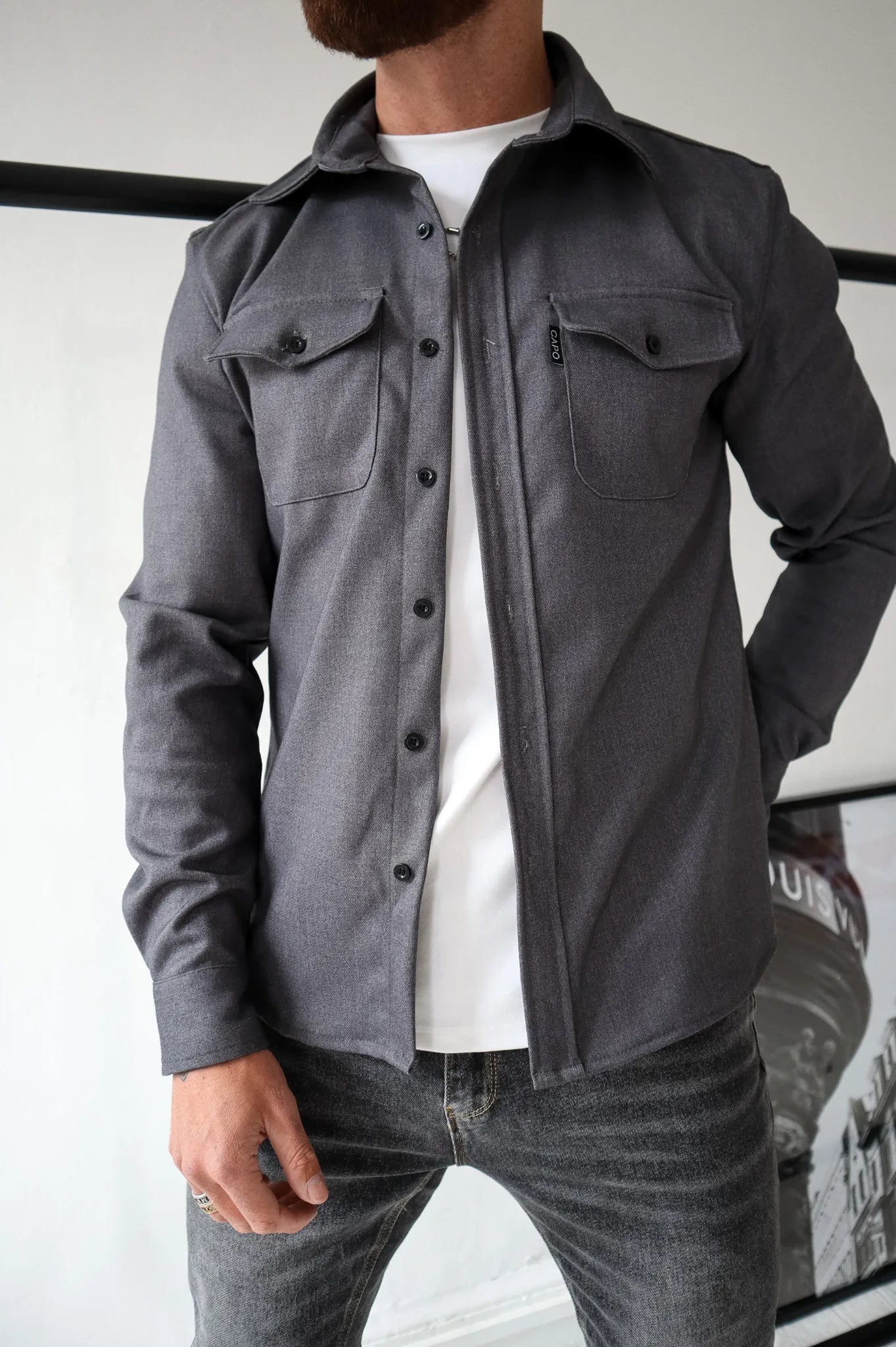 Classic Button Front Mens Jacket with Pocket