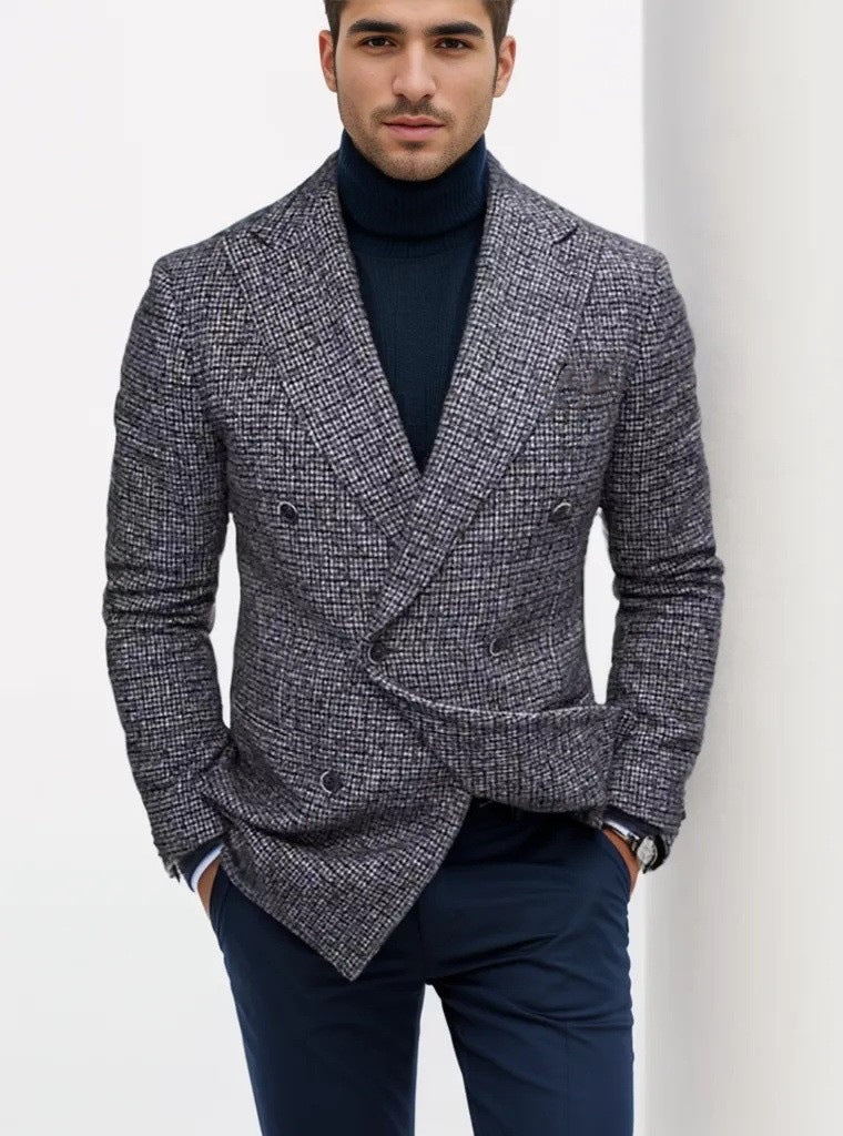 Men's Casual Slim Fit Plaid Suit Jacket