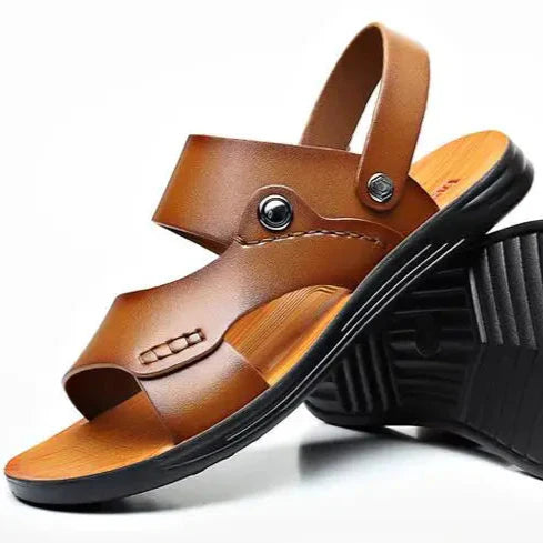 Men Cushioned Leather Sandals