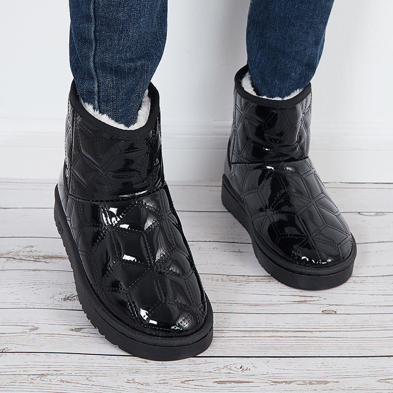 Waterproof Warm Fur Platform Snow Booties Winter Ankle Boots