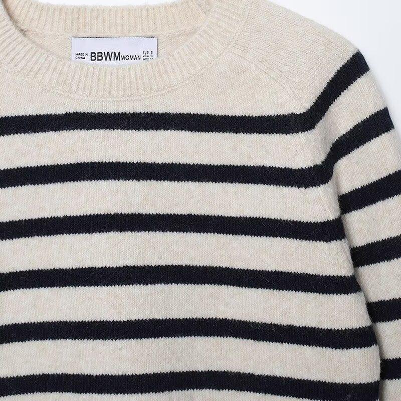 Women's Casual Striped Knit Pullover Sweater