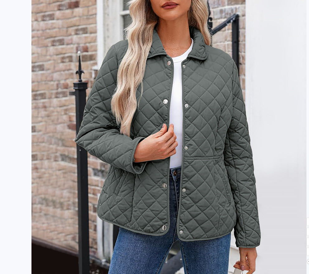 Women's Casual Quilted Lapel Collar Jacket