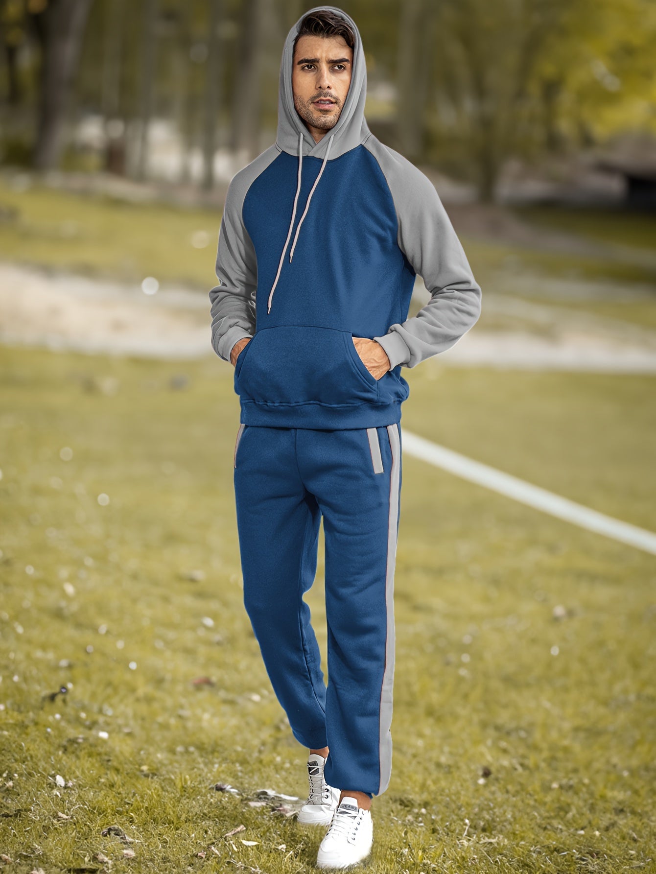 Relaxed Fit Mens Athletic Tracksuit with Hood and Pants - OutfitLondon