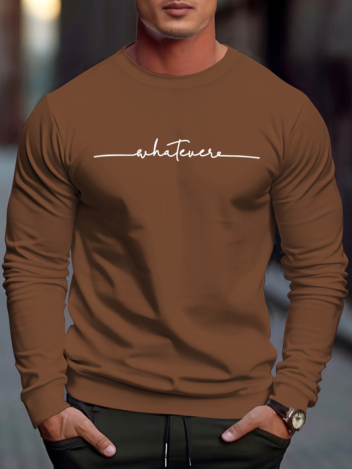 Casual Mens Sweatshirt with Humorous Graphic Design