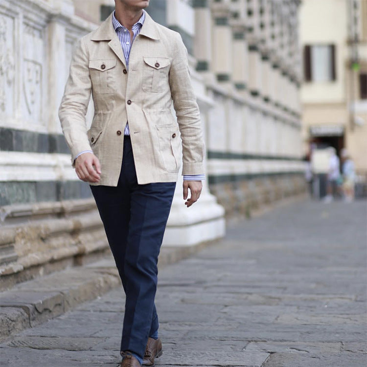 Men's Slim Fit Linen Casual Jacket