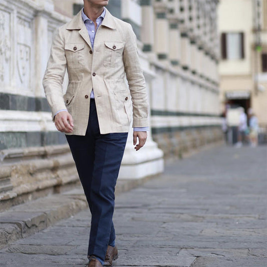 Men's Slim Fit Linen Casual Jacket