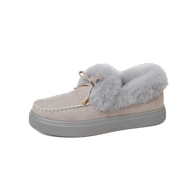 Suede Warm Flat Slip on Snow Boots Faux Fur Lined Loafer Shoes