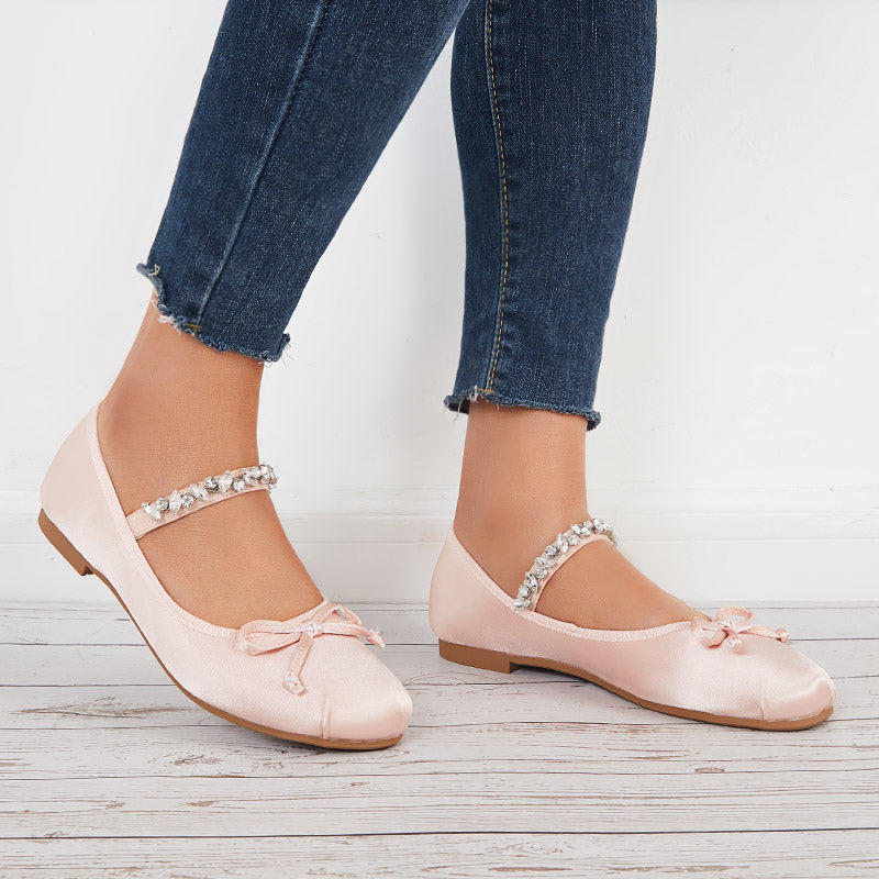 Women Mary Jane Flats Round Toe Slip on Ballet Flat Shoes