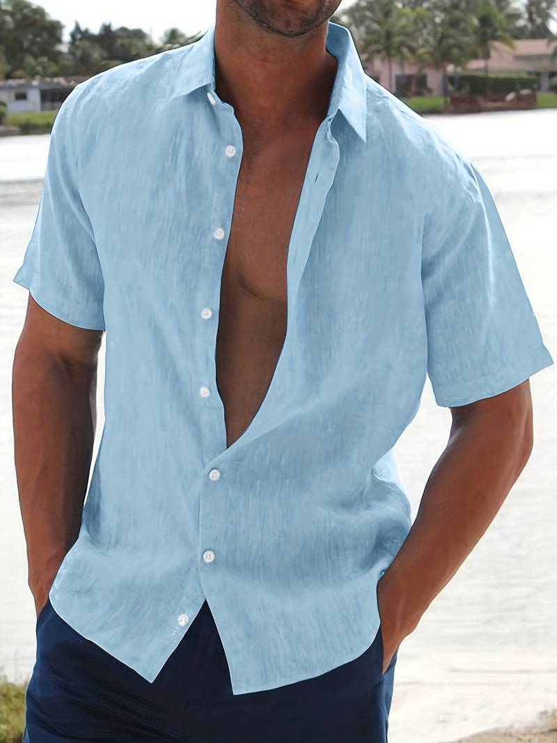 Relaxed Fit Men's Short Sleeve Casual Shirt